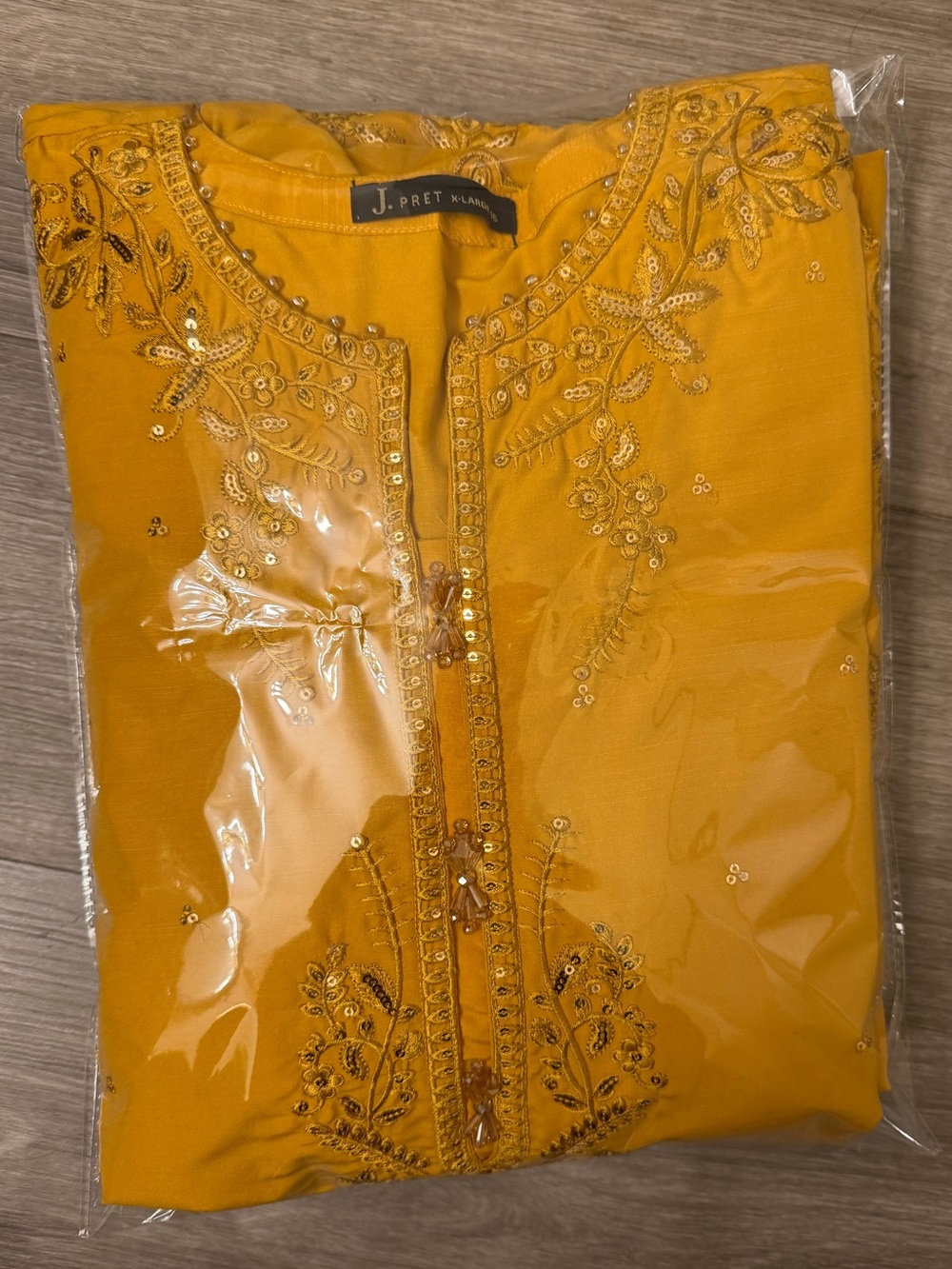 Brand New J. Formal Embroidered Dress in Mustard